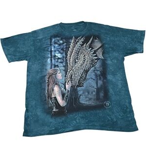 The Mountain Enchanted Dragon Tee “Once Upon A Time" Anne Stokes Size L Fantasy